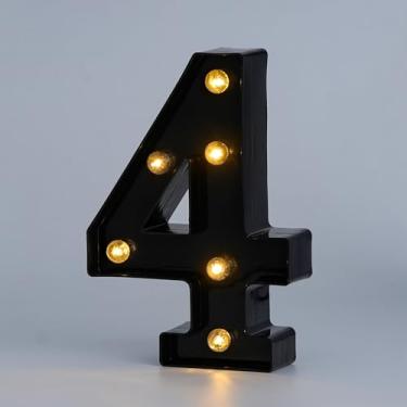 Imagem de Letras numéricas decorativas com luzes de LED, letreiro de plástico preto, sinal de luzes de aniversário, festa de aniversário, decoração de casamento (4)