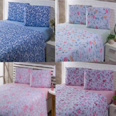 Imagem de JOGO CAMA CASAL 100% ALGODÃO FLORAL 4 PEÇAS ANDREZA