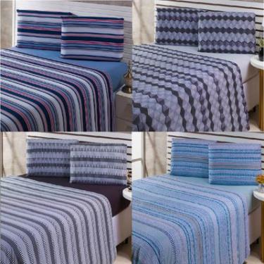 Imagem de JOGO CAMA CASAL 100% ALGODÃO GEOMETRICO 4 PEÇAS ANDREZA