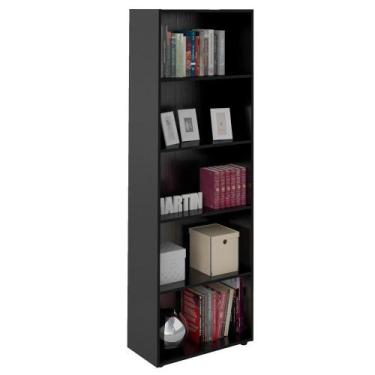 Imagem de Estante Livreiro 5 Prateleiras 180x60 Cm Preto Arly Preto - MILANI MOV