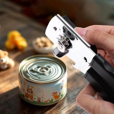 Imagem de Generic 1 abridor de latas portátil 3 em 1 abridor de latas e abridor de garrafas PP ferro prateado preto 6 x 18 cm