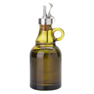 Imagem de Lu-lupour Garrafa dispensadora de azeite de oliva verde de 500 ml, galheteiro de óleo e vinagre de vidro de 500 ml com despejadores e funil, garrafas de óleo para cozinha, garrafa dispensadora com