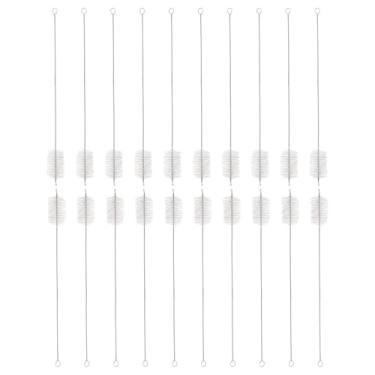 Imagem de HARFINGTON Conjunto de escovas de limpeza de palha, aço inoxidável 304 de comprimento 304 e cerdas de nylon para garrafa de água, tubos de copo de canudo de silicone, branco (30 mm OD, conjunto de 20