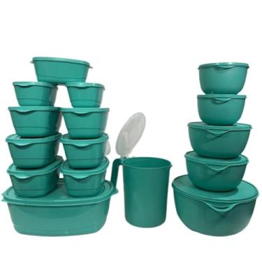 Imagem de Potes Hermeticos para Mantimentos,Kit Jogo de Cozinha C/15 Potes de Plastico Hermetico Resistente Ideal para Armazenar Alimentos+Jarra(Kit 16 Peças - TIFANNY)