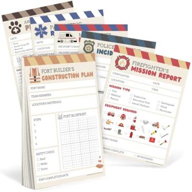 Imagem de Haven Homestead Kids Pretend Play Notepads – 6-Pack Hometown Heroes Set | 5x7” 50 Pages Each | Police, Firefighter, Mail Carrier & More – Inspire Real-Life Learning & Screen-Free Playtime
