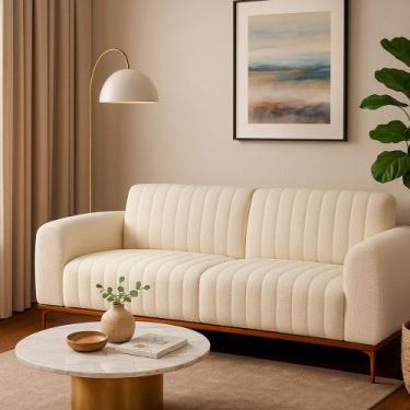 Imagem de Sofá 3 Lugares 230cm Cocie Bouclé Off White - Sallar Home