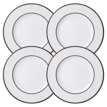 Imagem de Jogo De Pratos Sobremesa 21cm Kit 4 Peças Sienna Porcelana Borda Decor