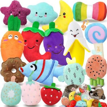 Imagem de QTwoof Conjunto de 20 brinquedos para cães charmosos Chorus – Inclui 4 bolsas para cães, brinquedos de pelúcia com personagens irresistivelmente fofos para cães pequenos, brinquedos interativos para