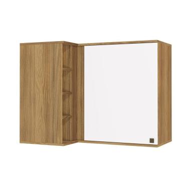 Imagem de Armário Aéreo De Canto Reto Celeste Mdf 1 Porta 4 Nichos