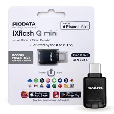 Imagem de Piodata Leitor de cartão de memória do telefone: unidade USB-C micro SD para iPhone e Android, backup automático de foto e vídeo, armazenamento flash portátil iXflash Q mini Apple MFi com aplicativo