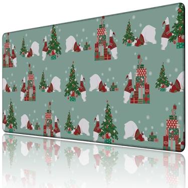 Imagem de Tapete de mouse grande para jogos de Natal, tapete de mesa fofo de urso polar de Natal para teclado e mouse, base de borracha antiderrapante, bordas com costura dupla, almofada de mesa para computador