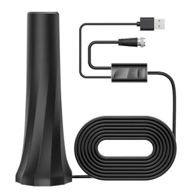 Imagem de Antena de TV interna de longo alcance, suporta antena digital 4K 1080p para Smart TV interna com amplificador de sinal cabo coaxial HDTV de 4,9 m