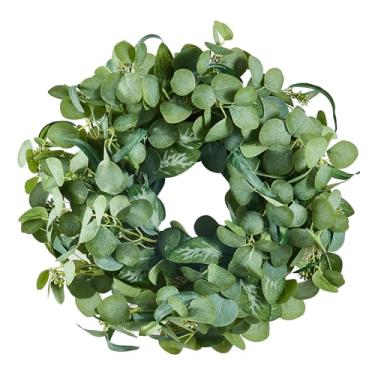 Imagem de VEVOR Guirlanda decorativa artificial, 66 cm, verde, decorada com folhas de eucalipto, frutas silvestres, hastes espinhosas, guirlanda durante todo o ano para todas as estações, decoração interna e