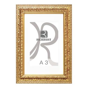 Imagem de RYZERIRT Moldura A3 de madeira, 29 x 40 cm, A4 com tapete ou A3 sem tapete, molduras douradas para pôster, moldura para pendurar na parede 03
