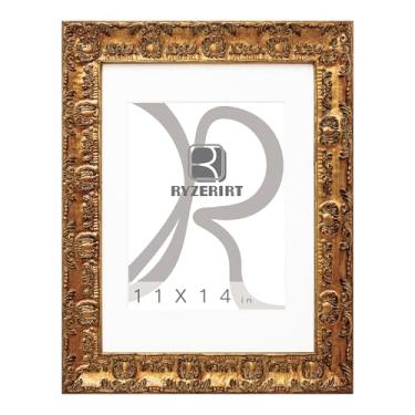 Imagem de RYZERIRT Moldura de madeira de 28 x 35,5 cm, exiba imagens 20,3 x 25,4 cm com tapete ou 28 x 35,5 cm sem tapete, molduras de pôster marrom, moldura para pendurar na parede 05