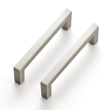 Imagem de Ravinte Pacote com 15 puxadores de gaveta de barra quadrada fina de 8,5 cm de centro a centro a centro puxadores de armário de cozinha puxadores de gaveta de níquel escovado puxadores de armário de