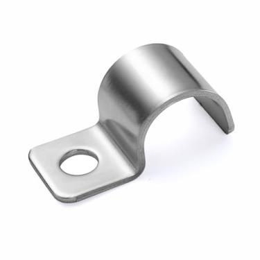 Imagem de FamlTol Braçadeiras de tubo de conduíte, suportes de montagem de tubos 304 Ss, clipes de metal tipo P de um furo para instalação de cabo de fio ou tubo clipe fixo | OD 11/40.6 cm | 25 peças