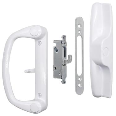 Imagem de Eockatoo Conjunto de substituição de maçaneta de porta de pátio de vidro deslizante com trava de encaixe de 45°, puxadores sem chave, serve para espaçamento de orifício de 3-15/40.6 cm, portas de