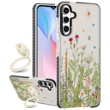 Imagem de Boaretiu Capa fofa Kawaii para Samsung Galaxy A15 5G com suporte - Design de suporte de anel giratório adesivo de 360° para mulheres meninas e meninas para Samsung Galaxy A15 5G capa, flor