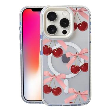 Imagem de Capa Bow Cherry para iPhone 16 Pro Max, compatível com MagSafe, capa fosca macia e fina à prova de choque, antiimpressões digitais, antiamarelamento, antiarranhões, capa magnética para Apple