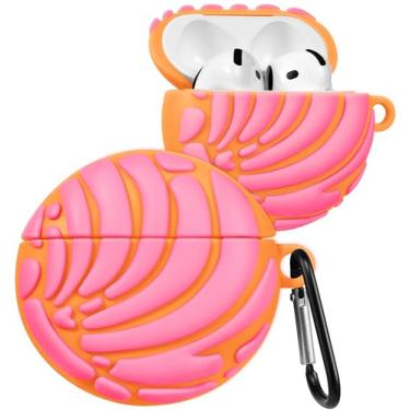 Imagem de Boaretiu Capa fofa Kawaii para AirPods 4 – Capa protetora de silicone macio 3D com chaveiro para mulheres, meninas, adolescentes, comida, feminina, engraçada, exclusiva, moderna, capa protetora para