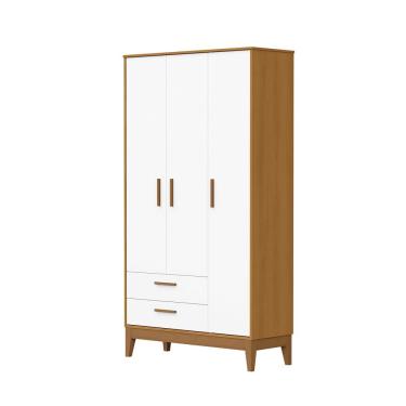 Imagem de Roupeiro Flip 3 Portas 2 Gavetas Branco Fosco Com Savana