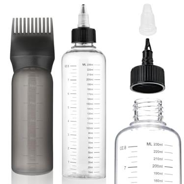 Imagem de COMNICO Pacote com 2 frascos aplicadores para cabelo, 241 g, 170 g, dispensador de óleo vazio, aplicador de cor de cabelo, tinta de raiz, garrafas de plástico PET recarregáveis com escala graduada e