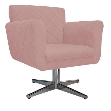 Imagem de Poltrona Atenas Base Giratória de Metal Suede Rosê Adj Decor