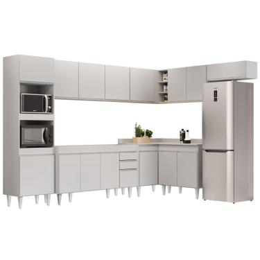 Imagem de Armário De Cozinha Modulada De Canto 8 Peças Cp07 Balcão Branco - Lumil