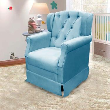 Imagem de Poltrona Cadeira De Amamentação Balanço Ternura Material Sintético Azul - Speciale Home Azul