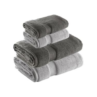 Imagem de Jogo de Toalhas Super Soft Zero Twist 4 Pe�as � Banh�o e Rosto � 500g/m� � Toque Macio, Alta Absor��o e Secagem R�pida � Altihaus (Chumbo/Cinza)
