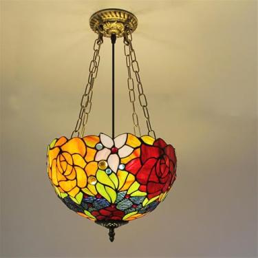 Imagem de Luminária pendente contemporânea de luxo em vidro colorido com LED, estilo americano, ideal para sala de estar, restaurante, quarto, hotel, casa de campo, corredor, café, bar ou escada (Esti