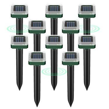 Imagem de Pacote com 10 repelentes de toupeiras alimentados por energia solar para gramados, repelente de cobra para quintal, repelente solar ultrassônico para uso ao ar livre, livre-se de toupeiras, esquilos