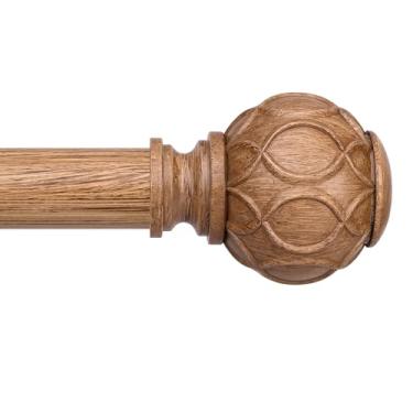 Imagem de Wolistsa Varões de cortina de madeira para janelas de 76 a 142 cm, varão de cortina de madeira decorativo vintage boho de 2,5 cm, poste de cortina rústico ajustável para casa de fazenda com