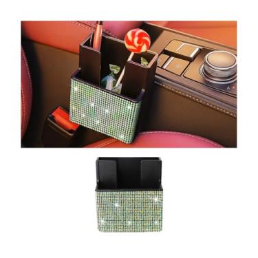 Imagem de Sandfren Organizador lateral de assento de carro brilhante, suporte de bolsa de armazenamento de veículo com strass de cristal para documentos de telefone, acessórios de caixa de organização