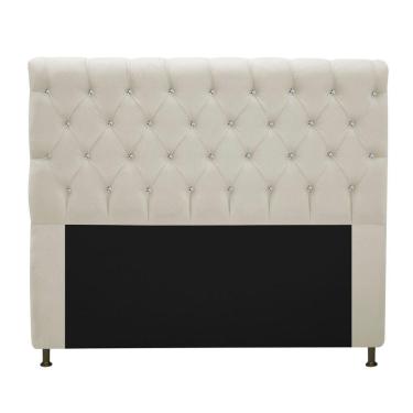 Imagem de Cabeceira Cristal 195cm King Size com Strass Suede Bege