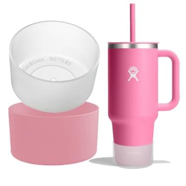 Imagem de OAWEEN 2 peças de bota de silicone para copo de viagem Hydro Flask 1,134 g 947 g capa protetora anti-arranhões para garrafa Hydroflask diâmetro inferior de 7 cm a 8,15 cm capa transparente