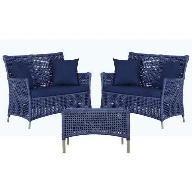 Imagem de 2 Sofás E Mesa Igapó Alumínio Fendi Corda Náutica E10 Trama Azul
