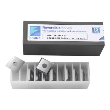 Imagem de FHONK Cortadores de carboneto retos quadrados de 12 mm, para facas de substituição de cortador de madeira, serve em espiral, cortador de plaina helicoidal, ferramenta de torneamento de torno de