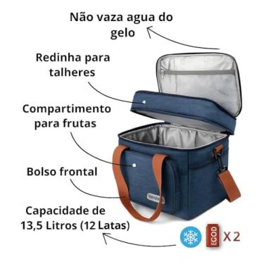 Imagem de Bolsa Térmica Lancheira Para Marmita 13 Litros Conserva Alimentos Alça Ombro Ajustável Impermeável Trabalho Escola Faculdade Academia Passeio Praia Piscina Bebidas Premium (CINZA)