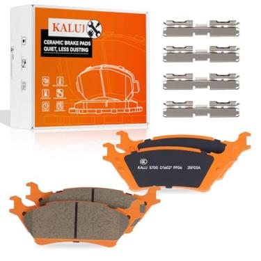 Imagem de KALUJ D1602 Conjuntos de pastilhas de freio de cerâmica traseiras compatíveis com Ford F-150 2012 2013 2014 2015 2016 2017 2018 2019 2020