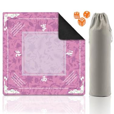 Imagem de Mahjong Mat for Table,Neoprene Anti-Slip Noise Reduction Gaming Mat,Mahjong Gifts for Women Gift Box with Carrying Bag & 3 Dice for Card, Board Tile Games (Chinoiserie, 31.5")