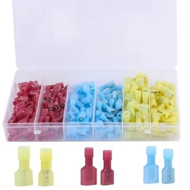 Imagem de Kit de conectores de fio T-Tap 150 peças de terminais de fio de emenda rápida com conector de emenda autodecapante macho kit sortido de terminais de pá de desconexão rápida com estojo de armazenamento
