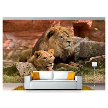 Imagem de Papel De Parede Animais Leão E Leoa 3D Anm194 - Você Decora