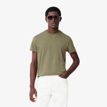 Imagem de Camiseta Lacoste de Algodão Pima, Verde oliva, XS