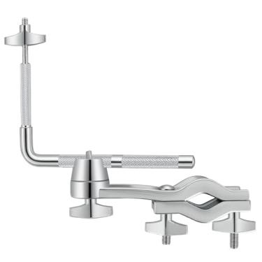 Imagem de RANMING Braçadeira de metrônomo Suporte de metrônomo para tambor de metal resistente com haste em forma de L, aderência à prova de deslizamento e design de configuração rápida, suporte à prova de