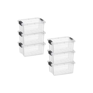 Imagem de Superio Mini recipiente de armazenamento caixa de giz de cera de plástico suprimentos de arte e estojo de costura empilhável transparente pequeno organizador para contas, papelaria, giz e alimentos