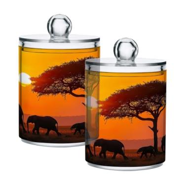 Imagem de ATTX Elephant Family Dispensador de suporte Qtip para bola de algodão, cotonete, frasco de boticário de plástico transparente, decoração de casa, pote de armazenamento de cozinha, pacote com 2 (8)