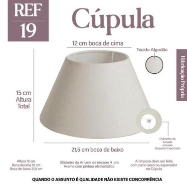 Imagem de Cupula para Abajur 15x12x21cm Tecido algodão Soquete Importada Cor beg