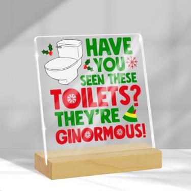 Imagem de Decoração de banheiro de Natal engraçada, decorações de festa de Natal, decoração de banheiro, presentes para mulheres, homens, fazenda, casa, banheiro, quarto, prateleira, placa acrílica